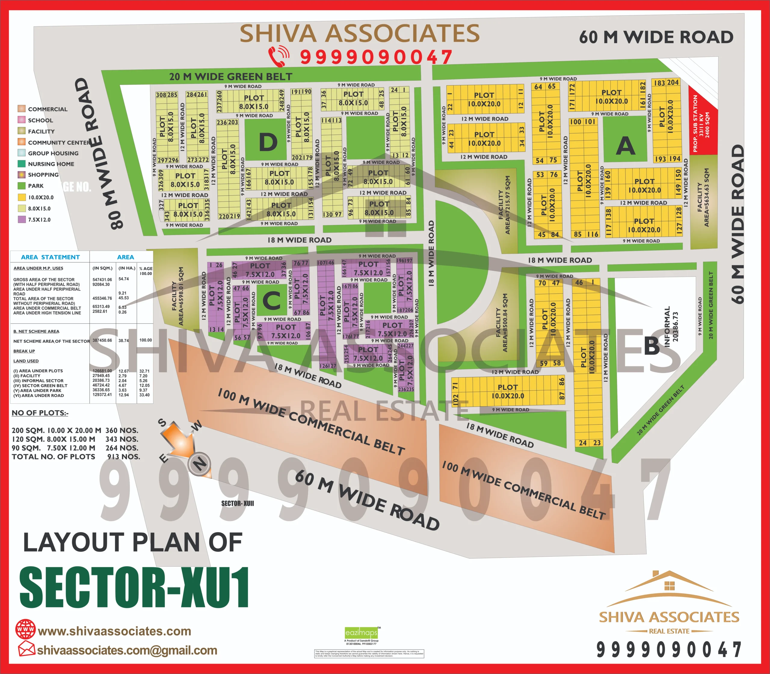 Map of Residentials and Industrials Plots in Sector XU Greater Noida