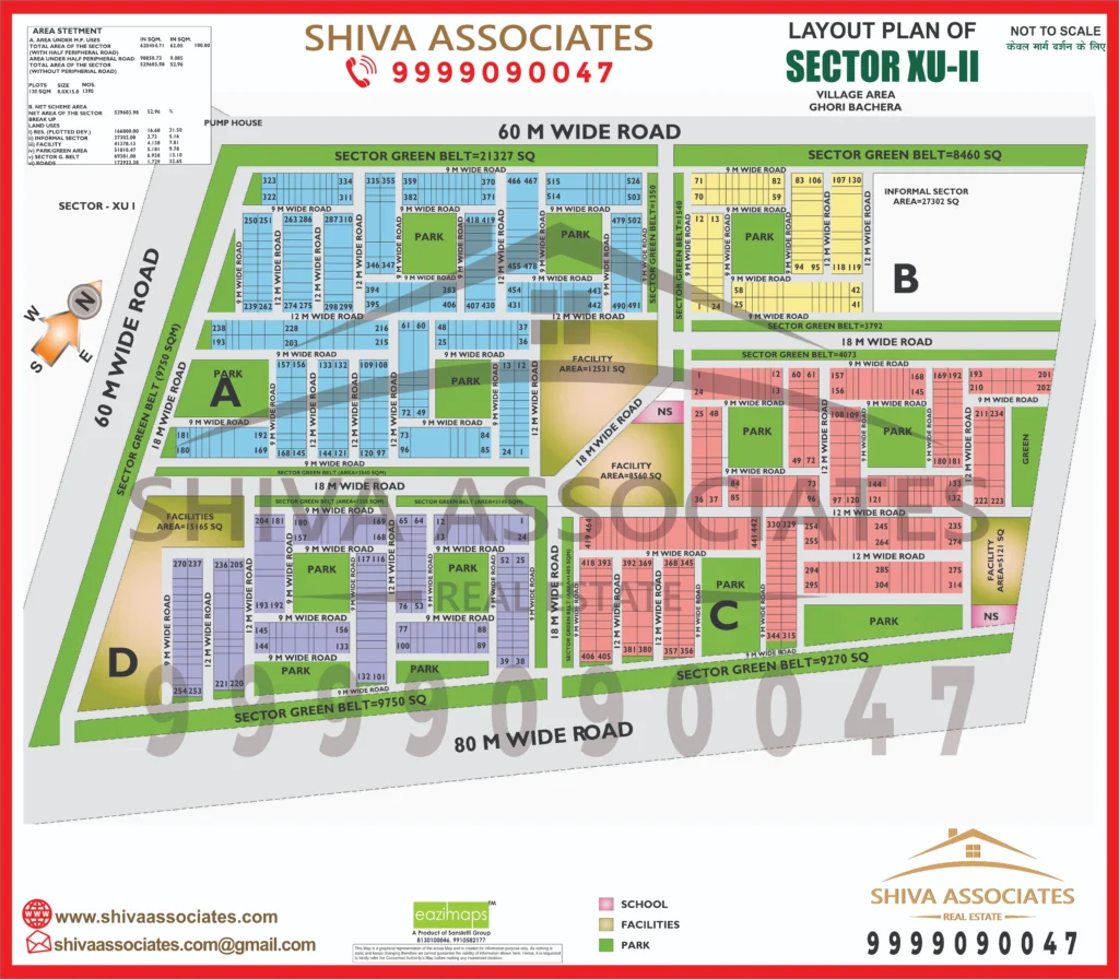 Map of Residentials and Industrials Plots in Sector XU Greater Noida